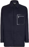Fendi Solid Color Logo Embossed Single-Breasted Jacket Blue Mens FW1276APOAF1AJR Fendi Solid Color Logo Embossed Single-Breasted Jacket Blue Mens FW1276APOAF1AJR