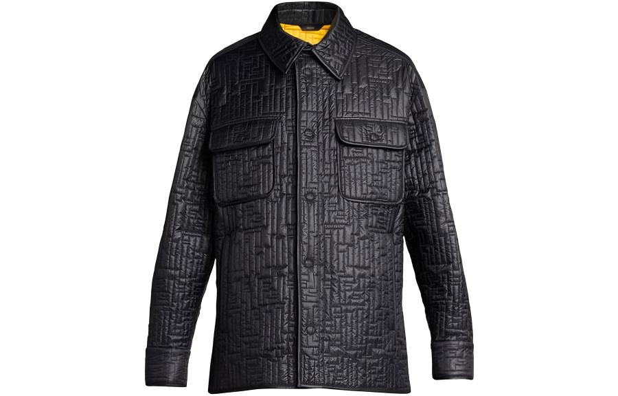 Fendi Solid Color Long-Sleeve Jacket - Black FW1106AI05F0QA1