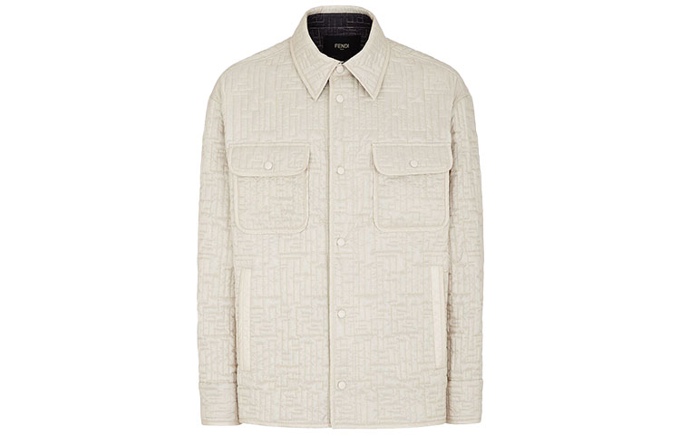 Fendi Solid Color White Long-Sleeve Jacket FW1106AI05F0QWN