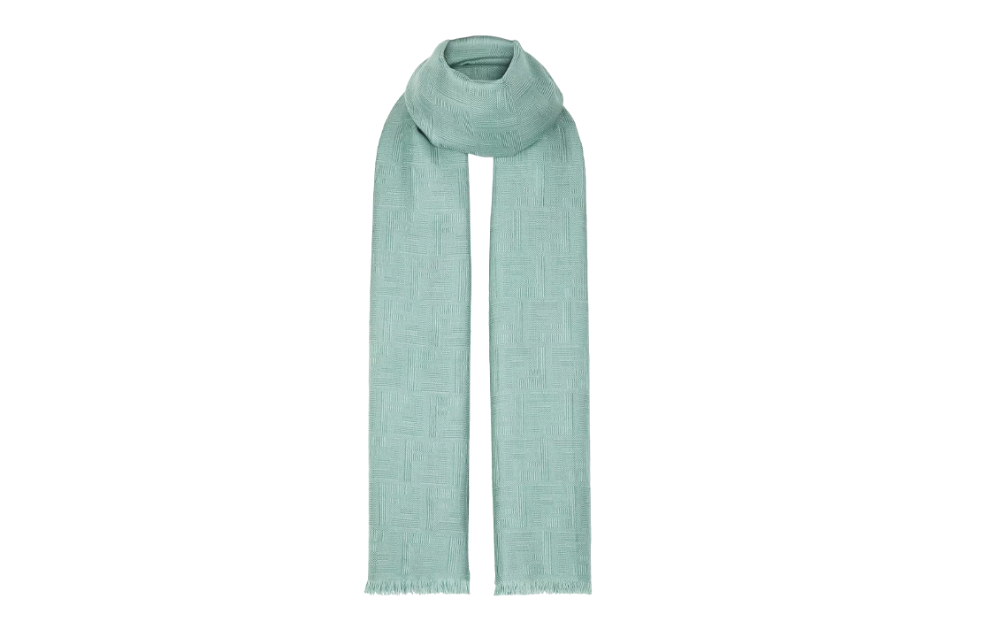 FENDI Solid Design Green Knit Scarf Unisex Couple Style FXS726APW7F1DMS