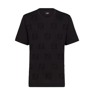 FENDI Solid Embroidered FF Cotton Short-Sleeve T-Shirt FY0936A6P0F0QA1
