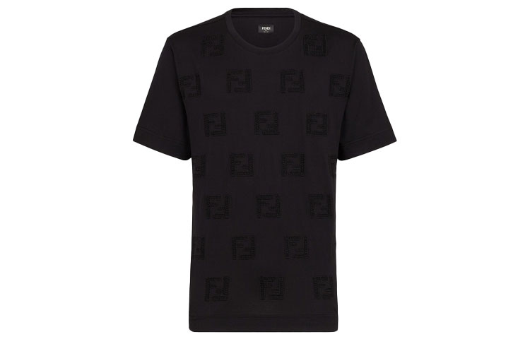 FENDI Solid Embroidered FF Cotton Short-Sleeve T-Shirt FY0936A6P0F0QA1 圖 2