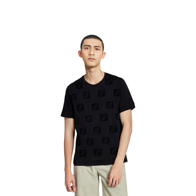 FENDI Solid Embroidered FF Cotton Short-Sleeve T-Shirt FY0936A6P0F0QA1 圖 5