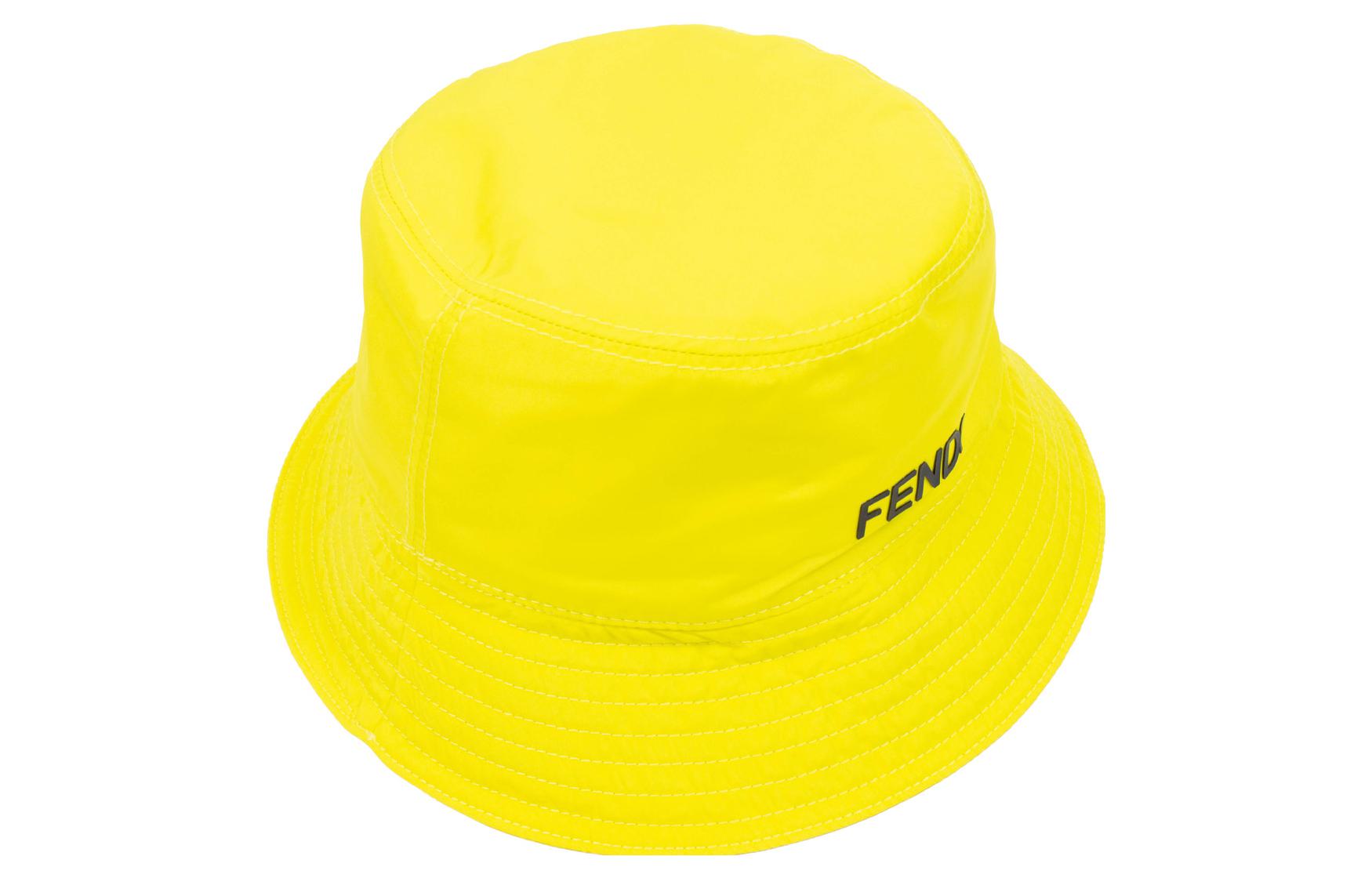 Shop フェンディ ソリッドロゴ コットン バケットハット ユニセックス イエロー. JUP017AFOJF11H4