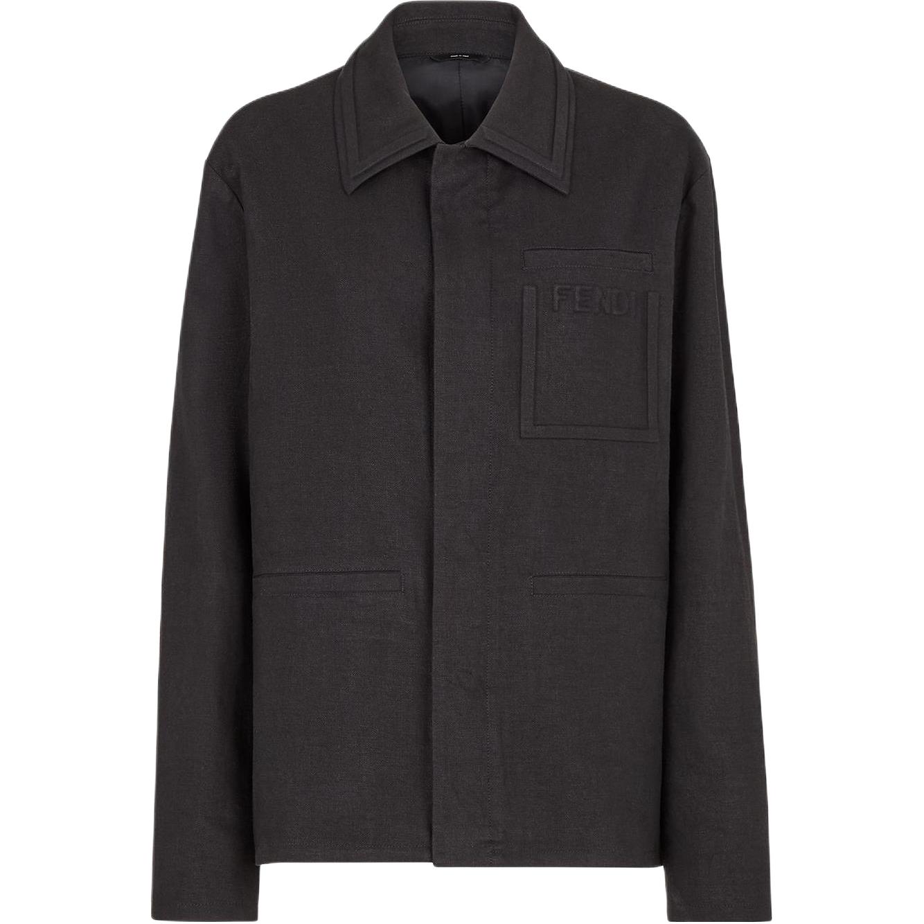 Fendi Solid Logo Jacket in Dark Gray FW1039AFE9