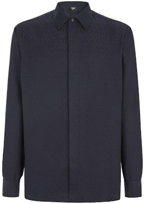 FENDI Solid Navy Blue Long Sleeve Polo Collar Shirt for Men. FS1038AQIFF03LQ Order FENDI Solid Navy Blue Long Sleeve Polo Collar Shirt for Men. FS1038AQIFF03LQ