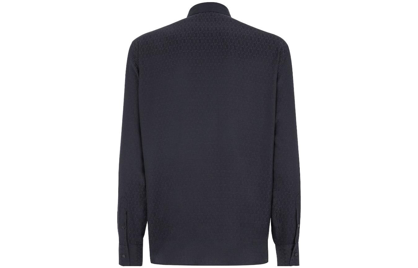 Lookbook 펜디 남성용 솔리드 네이비 블루 긴팔 폴로 셔츠. FS1038AQIFF03LQ