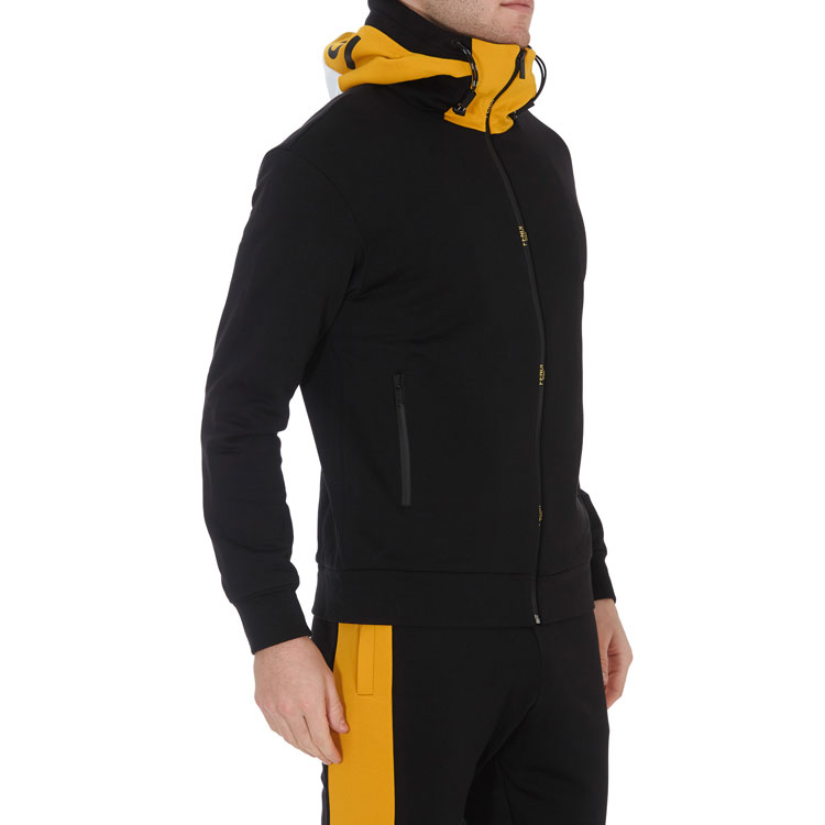 Sizing FENDI 黑色拼接标志连帽外套 SS21 系列 FAF525AE8MF0G8T