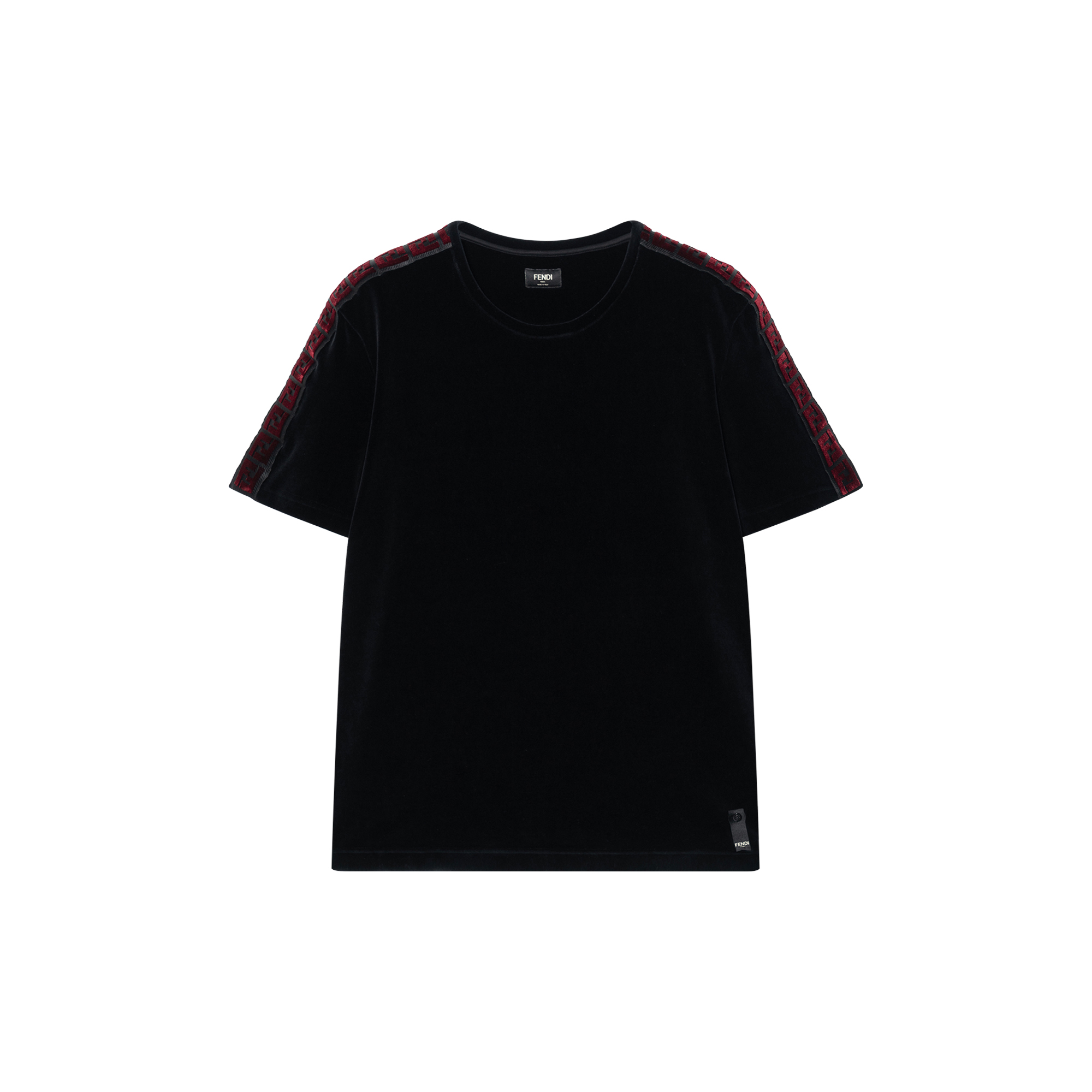 FENDI SS21 Black Loose Fit Logo Crew Neck T-Shirt FY0894AF9FF0QY3