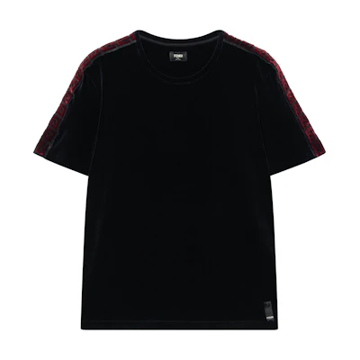 FENDI SS21 Black Loose Fit Logo Crew Neck T-Shirt FY0894AF9FF0QY3