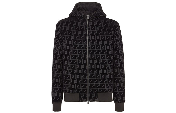 Fendi SS21 Black Sweatshirt with Logo Print and Jersey Fabric FW1040AAP0F0QA1