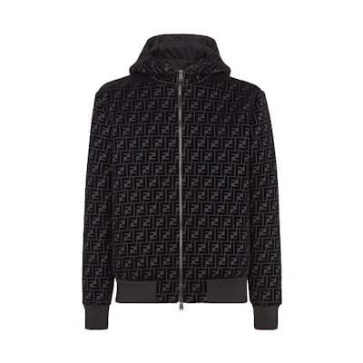 Fendi SS21 Black Sweatshirt with Logo Print and Jersey Fabric FW1040AAP0F0QA1