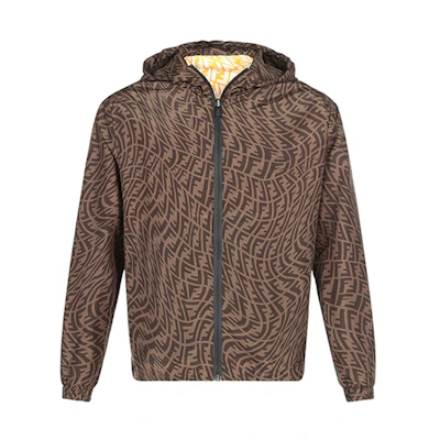 FENDI SS21 Brown Reversible Jacket with All-Over Logo Print. FAA830AGBIF1AKH