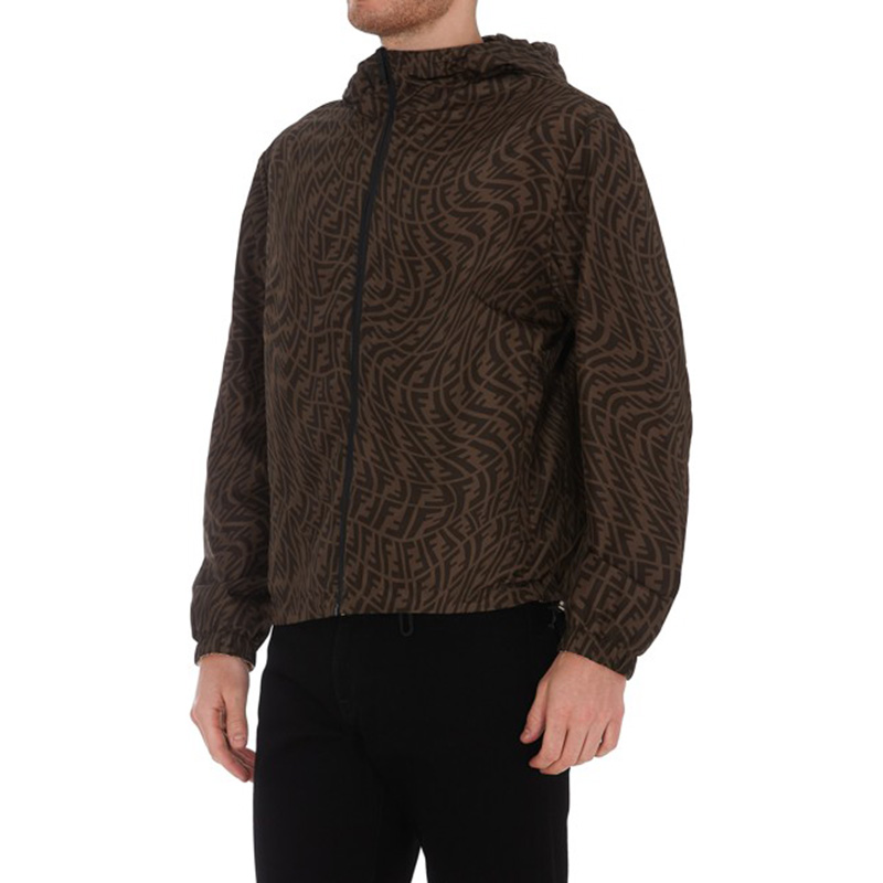 Details for FENDI SS21 棕色可翻转全印Logo夹克。 FAA830AGBIF1AKH