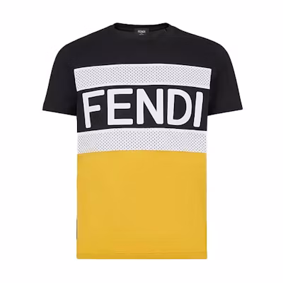 FENDI SS21 Colorblock Casual Cotton Short Sleeve T-Shirt FAF532AD3VF0G8T