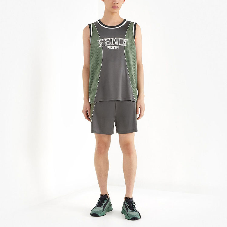 Shop FENDI SS21 Baju Hijau Knit Mesh Teknologi FAF634A52DF1DS4