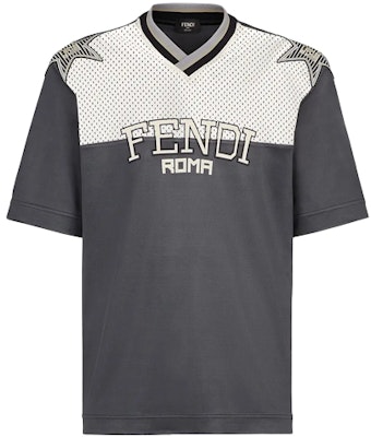 FENDI SS21灰色网眼拼接字母短袖T恤。 FAF629A52EF1DS1 Buy FENDI SS21灰色网眼拼接字母短袖T恤。 FAF629A52EF1DS1