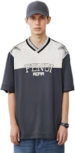 FENDI SS21 灰色拼接網布字母短袖T恤 FAF629A52EF1DS1 Purchase FENDI SS21 灰色拼接網布字母短袖T恤 FAF629A52EF1DS1