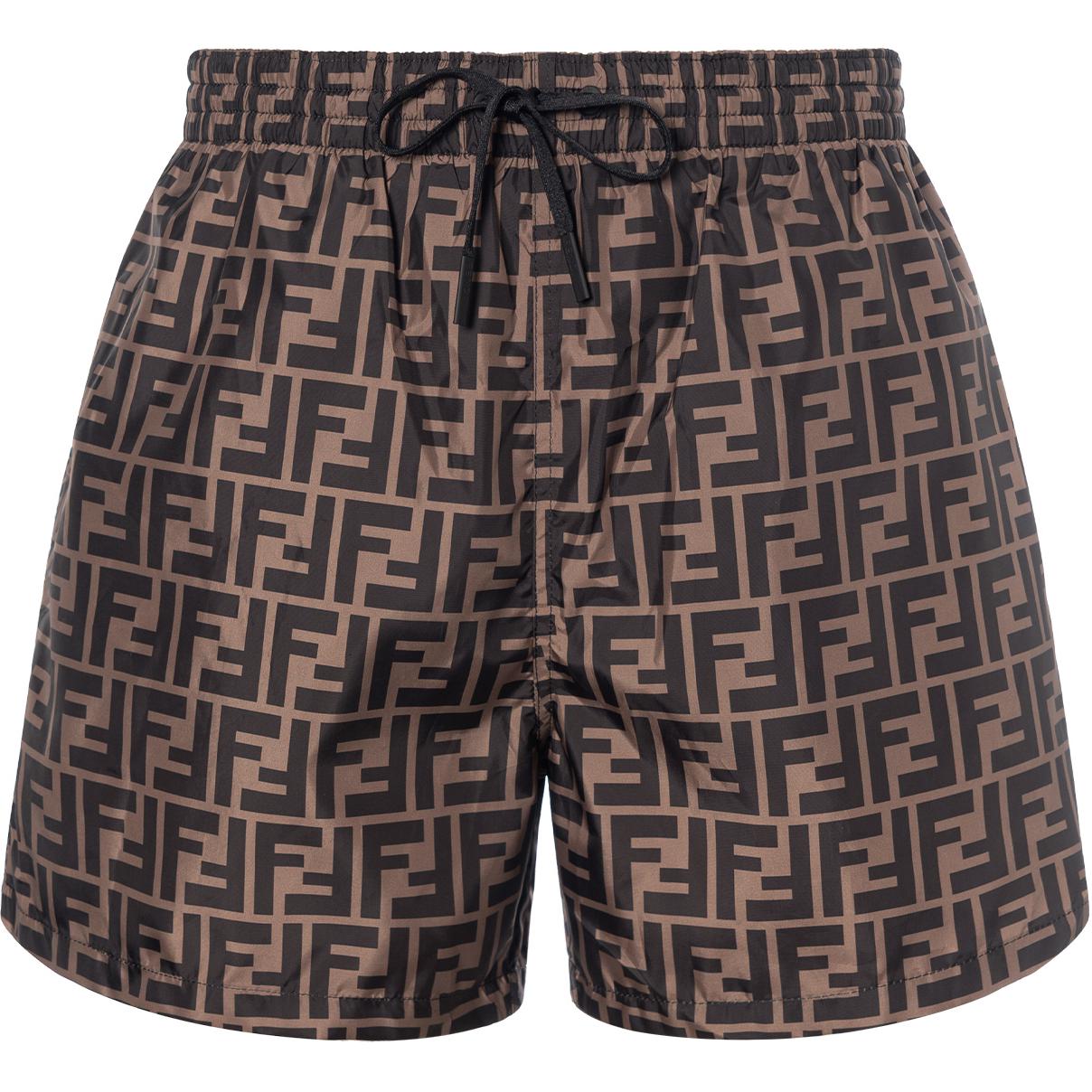 FENDI SS21 Logo Print Brown Casual Shorts. FXB077A79FF13IZ