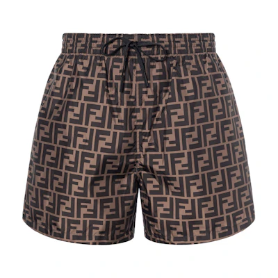 FENDI SS21 Logo Print Brown Casual Shorts. FXB077A79FF13IZ