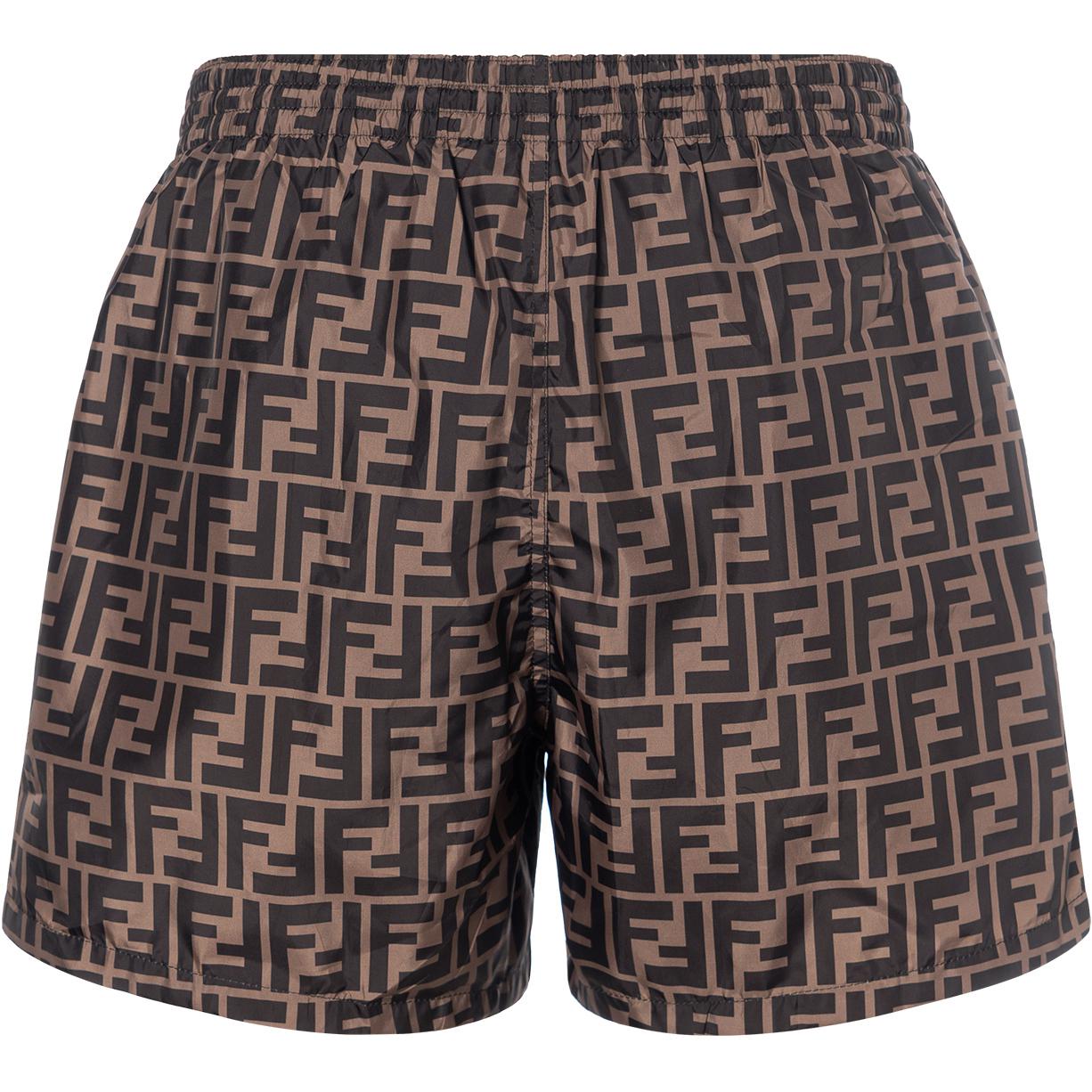 Lookbook Seluar Pendek Kasual Coklat Cetakan Logo FENDI SS21. FXB077A79FF13IZ