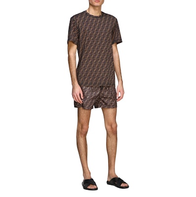 FENDI SS21 Logo Print Brown Casual Shorts. FXB077A79FF13IZ Details for FENDI SS21 Logo Print Brown Casual Shorts. FXB077A79FF13IZ