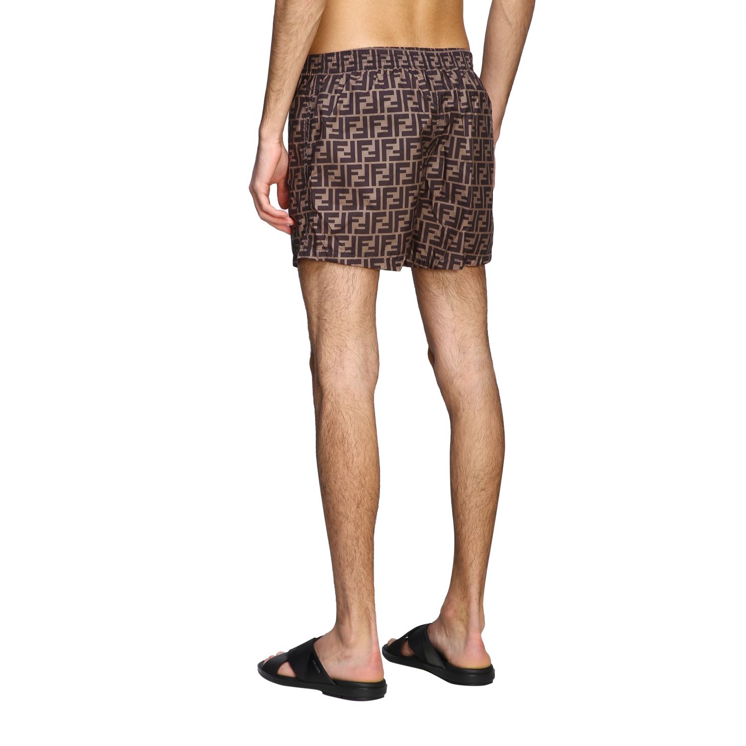 Sizing Seluar Pendek Kasual Coklat Cetakan Logo FENDI SS21. FXB077A79FF13IZ