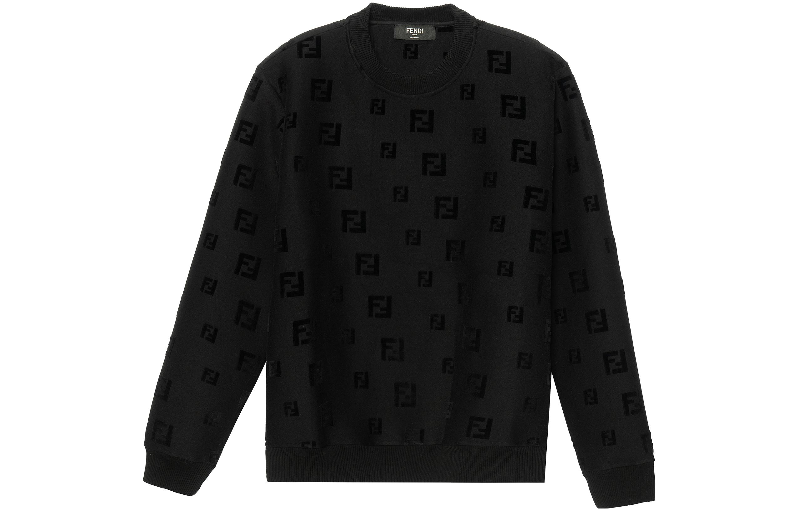 Fendi SS21 Monogram Print Crewneck Sweatshirt Black () FAF535AEMPF0GME