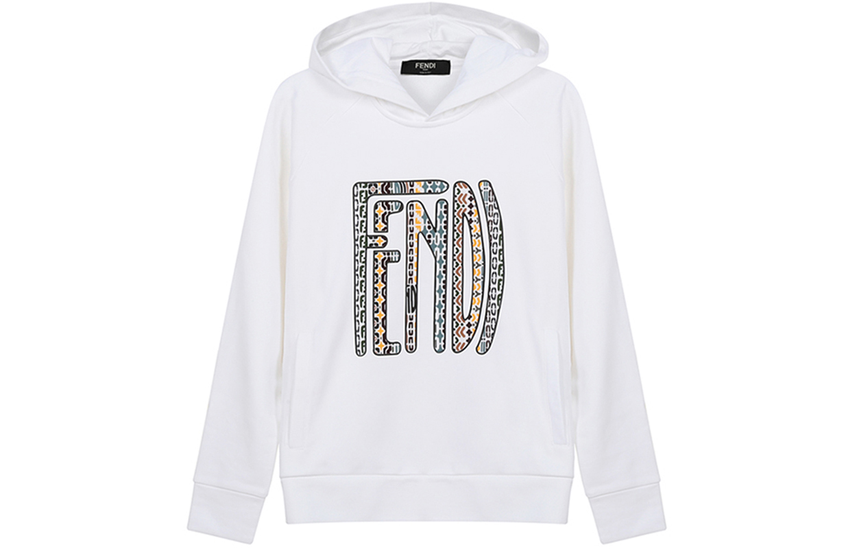 FENDI SS21 White Cotton Hoodie with Letter Pattern. FAF595AE8IF0ZNM 圖 2