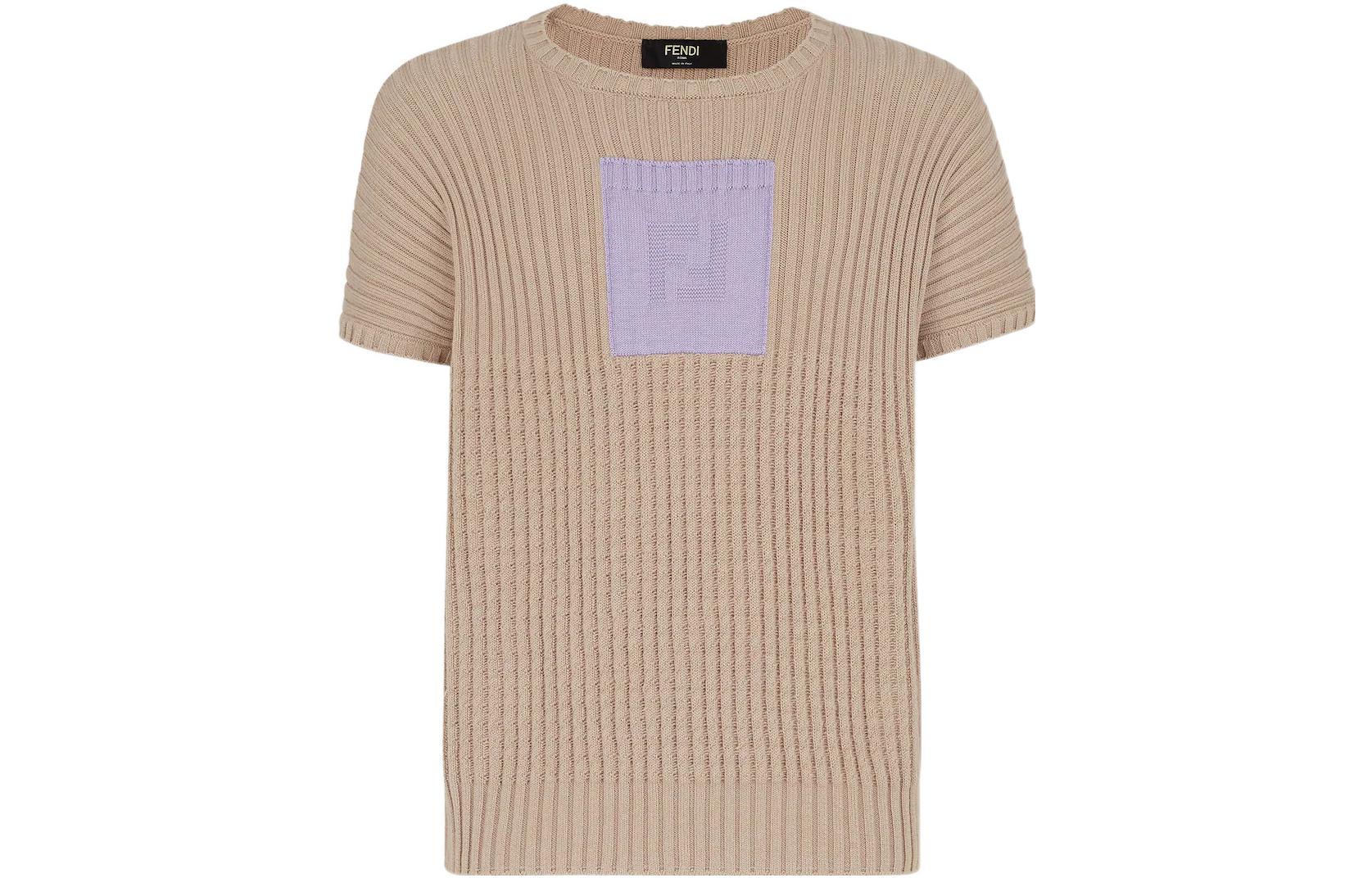 FENDI SS22  Beige Solid Color Printed Crew Neck Short Sleeve T-Shirt FZX016AIB9F1GSI 圖 2