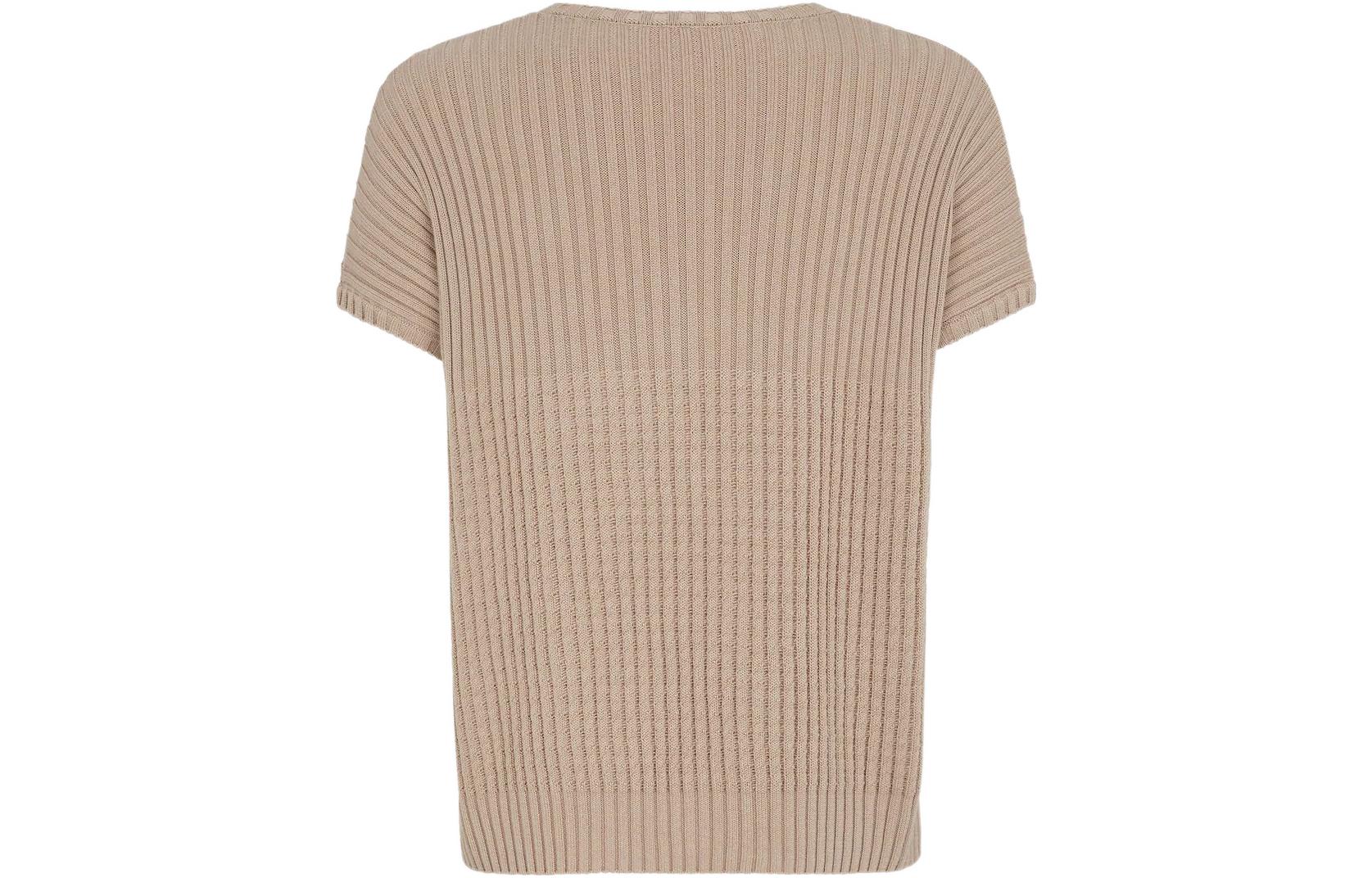 FENDI SS22  Beige Solid Color Printed Crew Neck Short Sleeve T-Shirt FZX016AIB9F1GSI 圖 3