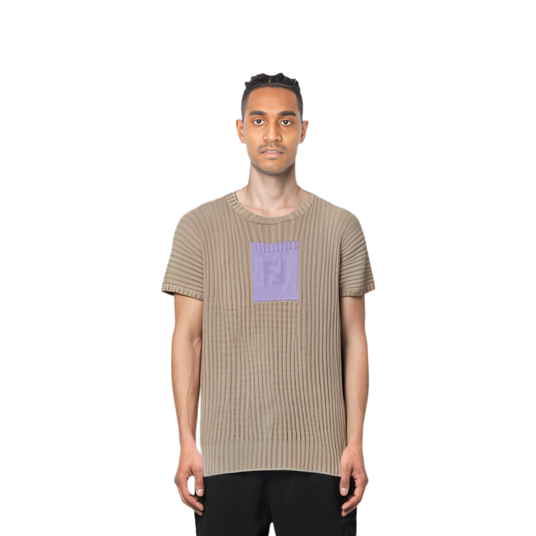 FENDI SS22  Beige Solid Color Printed Crew Neck Short Sleeve T-Shirt FZX016AIB9F1GSI 圖 5