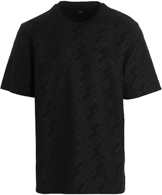 フェンディ SS22 ブラック ニット クルーネック Tシャツ 総柄ロゴプリント FY0936AM7KF0QA1 Order フェンディ SS22 ブラック ニット クルーネック Tシャツ 総柄ロゴプリント FY0936AM7KF0QA1