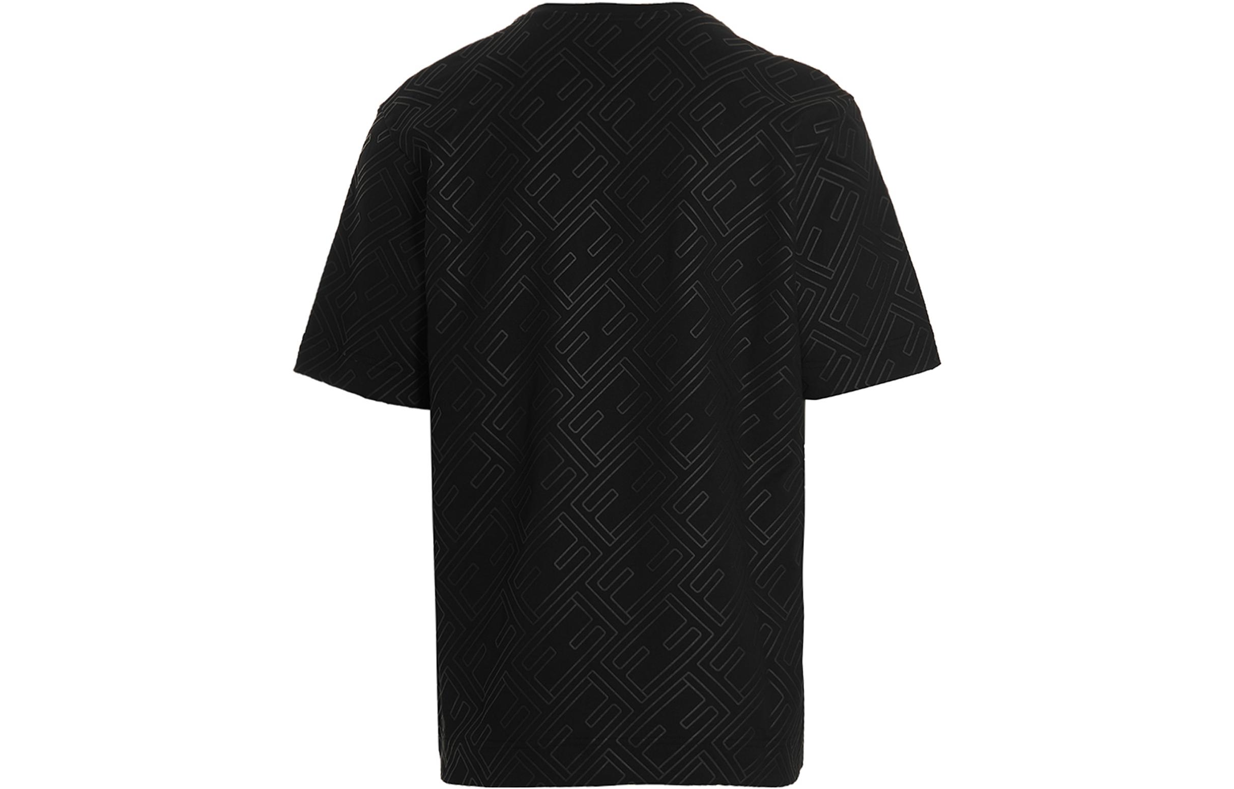 Lookbook フェンディ SS22 ブラック ニット クルーネック Tシャツ 総柄ロゴプリント FY0936AM7KF0QA1