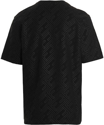 フェンディ SS22 ブラック ニット クルーネック Tシャツ 総柄ロゴプリント FY0936AM7KF0QA1 Lookbook フェンディ SS22 ブラック ニット クルーネック Tシャツ 総柄ロゴプリント FY0936AM7KF0QA1