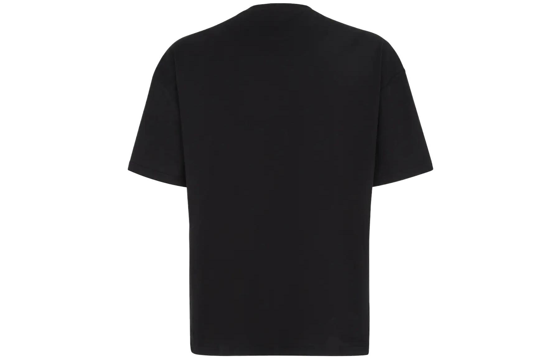 Lookbook フェンディ SS22 ブラック ロゴ刺繍 クルーネック Tシャツ. FY3936AILBF0QA1