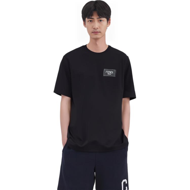 FENDI SS22  Black Logo Patch Crewneck T-Shirt. FY0936A9RLF0QA1 圖 4