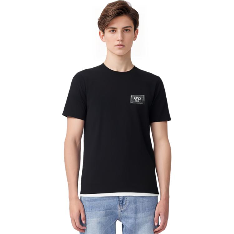 FENDI SS22  Black Logo Patch Crewneck T-Shirt. FY0936A9RLF0QA1 圖 5