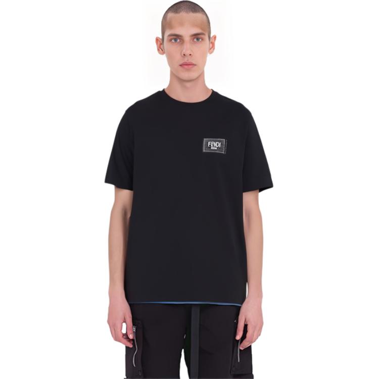 FENDI SS22  Black Logo Patch Crewneck T-Shirt. FY0936A9RLF0QA1 圖 6
