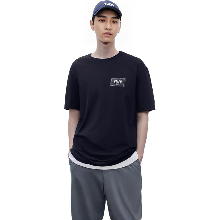 FENDI SS22  Black Logo Patch Crewneck T-Shirt. FY0936A9RLF0QA1 圖 8