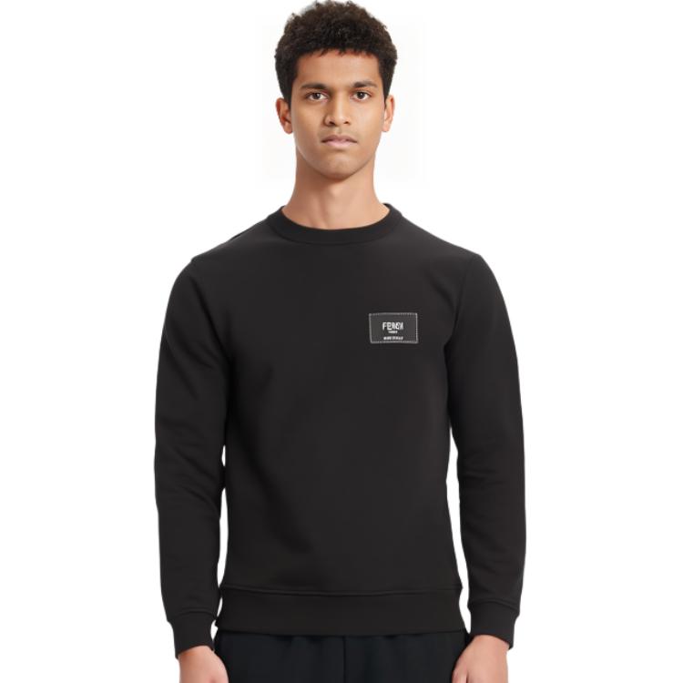 Sizing FENDI SS22 黑色印花长袖圆领卫衣 FY1132A9ROF0QA1