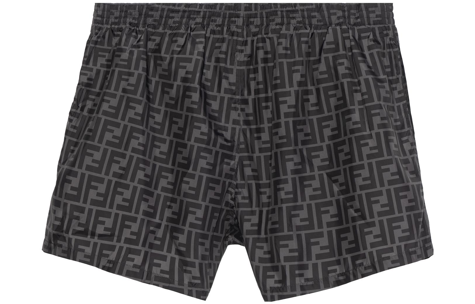 Order FENDI SS22  Black Logo Print Relaxed Fit Drawstring Shorts. FXB077A79FF0P9B
