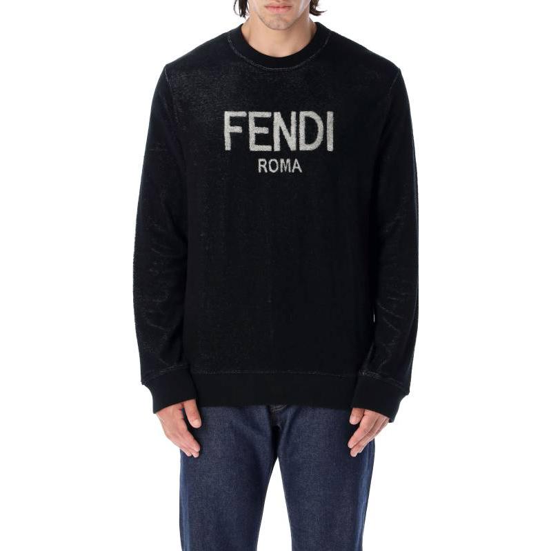 Shop FENDI SS22 黑色字母Logo卫衣上衣. FY0178AKDIF0QA1