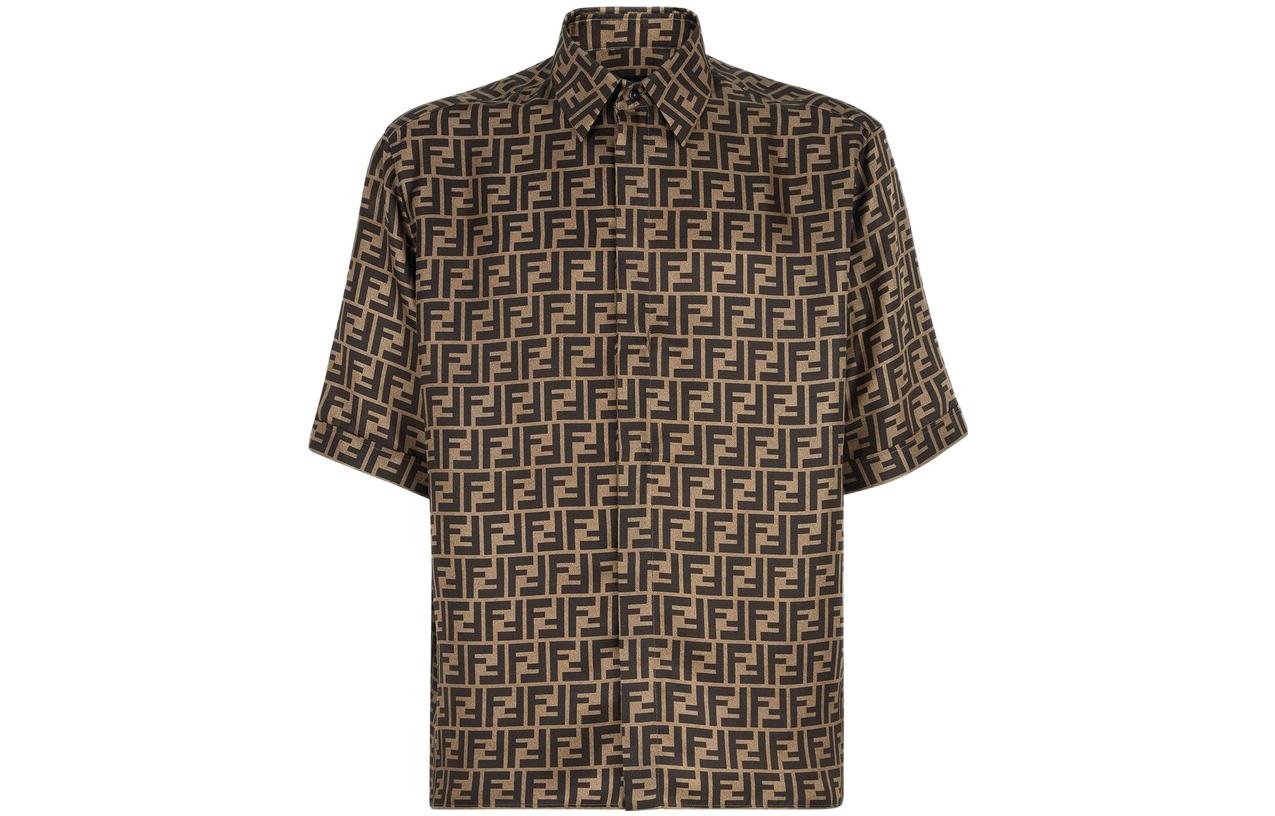 Order FENDI SS22  Black Short-Sleeve Shirt with Logo Print Design. FS0795AKEEF1440