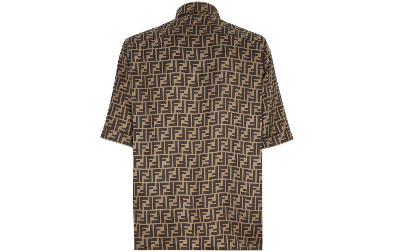 Lookbook FENDI SS22  Black Short-Sleeve Shirt with Logo Print Design. FS0795AKEEF1440