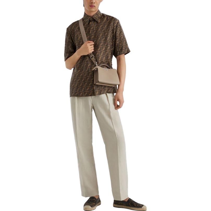 Shop FENDI SS22  Black Short-Sleeve Shirt with Logo Print Design. FS0795AKEEF1440