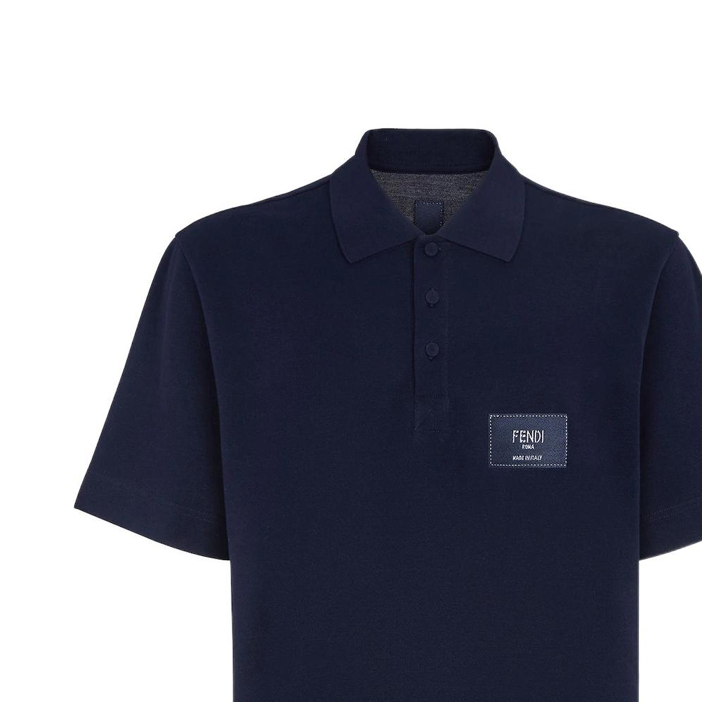 Shop FENDI SS22 Polo Azul Logo Letras Casual Manga Corta. FY1131A9RPF0QG3