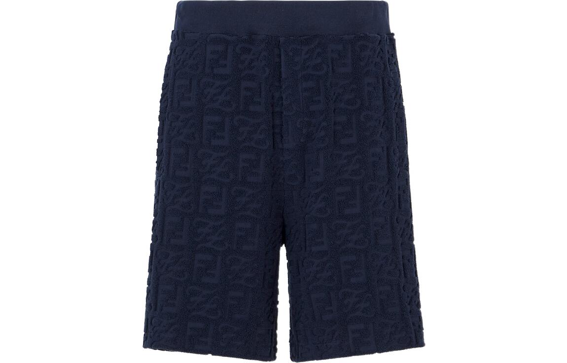 FENDI SS22  Blue Monogram Relaxed Fit Elastic Shorts. FB0689A9RKF0QG3
