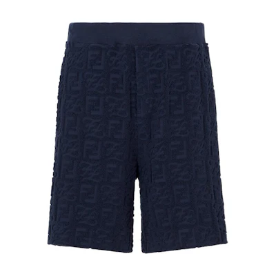 FENDI SS22 Blue Monogram Relaxed Fit Elastic Shorts. FB0689A9RKF0QG3