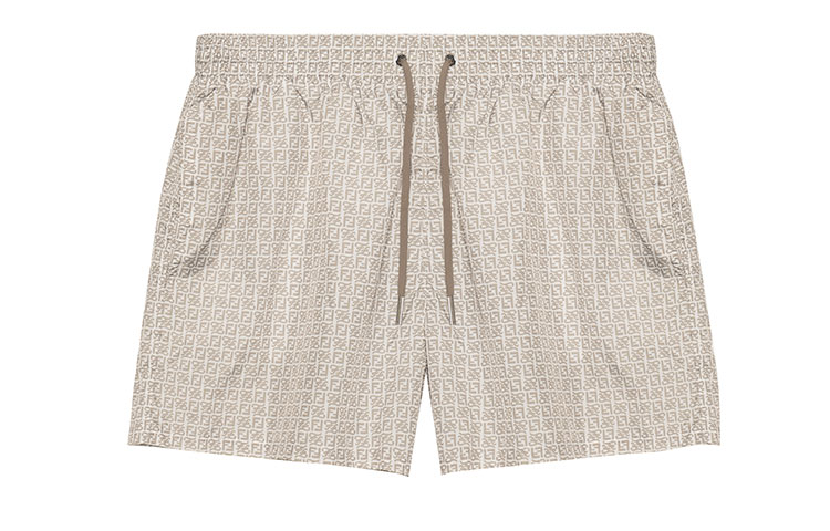 FENDI SS22  Brown Plaid Printed Drawstring Casual Shorts. FXB077AH3WF1GW8